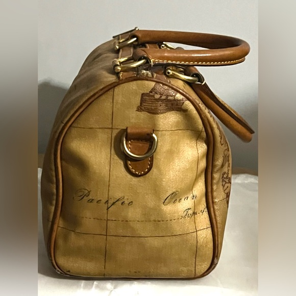 Alviero Martini Leather Handbag Brown Purse Boston Speedy Bag Satchel Milan Bags - Picture 6 of 12